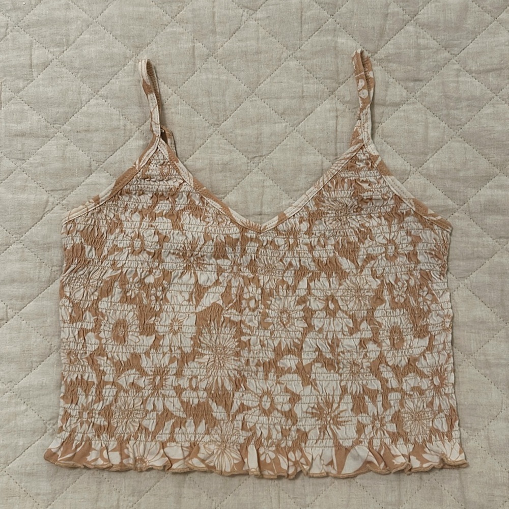 American Eagle ruched floral crop top